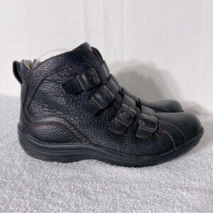 Bionica Black Leather Orion Bootie 3 Buckle Boots 8